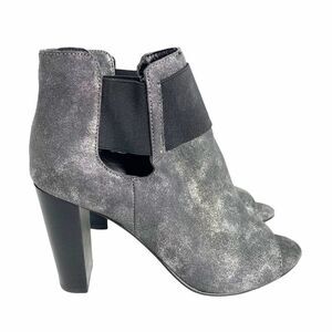 Kaari Womens Jade Booties Size 8 Metallic Pewter Peep Toe Slip On